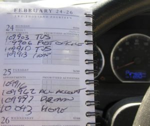 Hand written Mileage Log Book